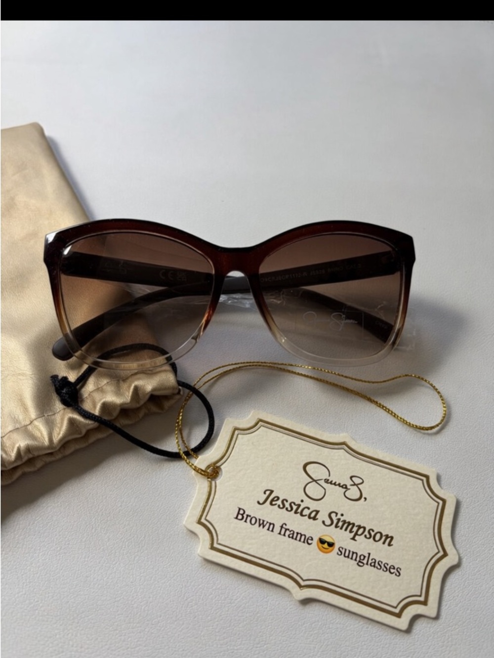 Sun3,Jessica Simpson Ombre Brown Cat-Eye One Pair Of Sunglasses” - Picture 2 of 4
